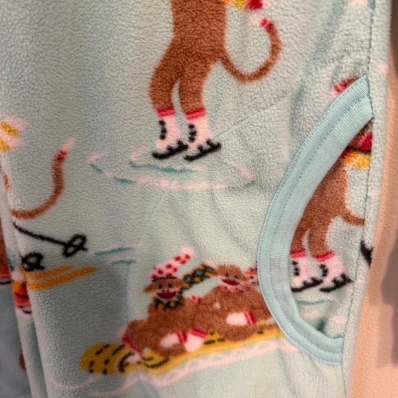 Nick & Nora Sock Monkey Cozy Novelty Fleece Pajama Winter Lounge Wear Size Small - Picture 6 of 10